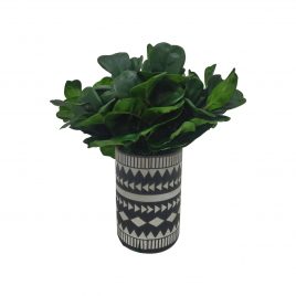 Philodendron Artificial Plant in Black & White Ceramic Vase