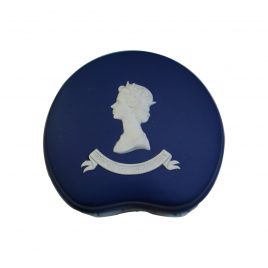 Wedgewood Dark Blue Jasperware Bean Box(Commemorative 1977′ Silver Jubilee: Queen Elizabeth II)