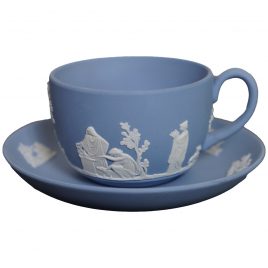 Wedgwood Blue Jasperware teacup duo set