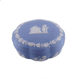 Wedgwood Blue Jasperware Large Scalloped Candy Box