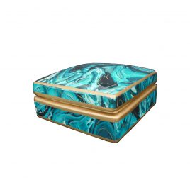 Jewelry Ceramic box with Malachite Motif (Blue)