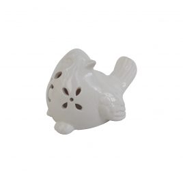 White Ceramic Bird with LED light (Large)