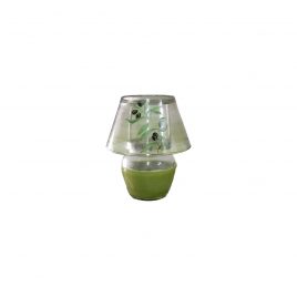 Scented Candle in Painted Floral Glass Lamp
