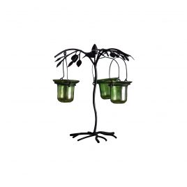 Metal Tree Candle Holder with Green tealight Vase