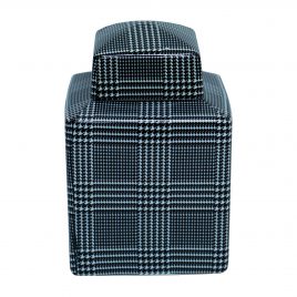 Country Black Plaid Ceramic Lidded Jar