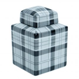 Country Black Plaid Ceramic Lidded Jar