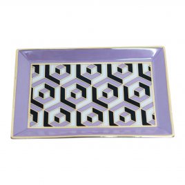 Pink Polygonal Pattern Ceramic Tray