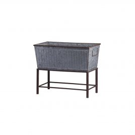 Rectangular Galvanized Metal Tub Planters On Stand (L)