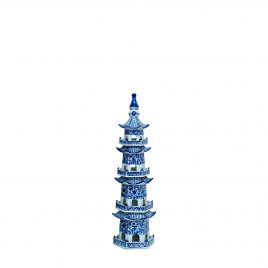 Blue & White Handmade Ceramic Pagoda (S)