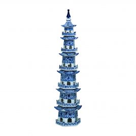 Blue & White Handmade Ceramic Pagoda (L)