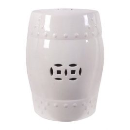 Zella White Ceramic Garden Stool