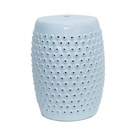 Bubble white ceramic drum stool