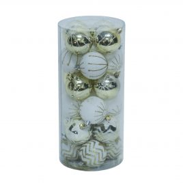 Golden Ornament Box 24 Pcs/pack – ลูกบอลคริสมาสต์ สีทอง