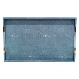 Plutus Gray PU Leather Tray (L)-ถาดหนังสีเทาทรงสี่เหลี่ยมผืนผ้า