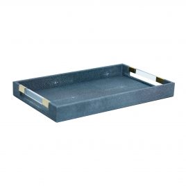 Plutus Gray PU Leather Tray (M)-ถาดหนังสีเทาทรงสี่เหลี่ยมผืนผ้า