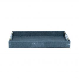 Plutus Gray PU Leather Tray (S)-ถาดหนังสีเทาทรงสี่เหลี่ยมผืนผ้า