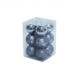 Silver Ornament Box Set 12 Pcs/pack-ลูกบอลคริสมาสต์ สีเงิน