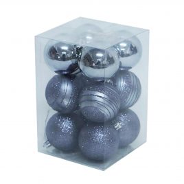 Silver Ornament Box Set 12 Pcs/pack-ลูกบอลคริสมาสต์ สีเงิน