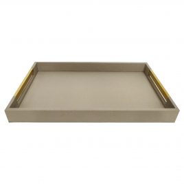 Leather Tray Beige Texture – ถาดหนังสีเบจทรงสี่เหลี่ยมผืนผ้า
