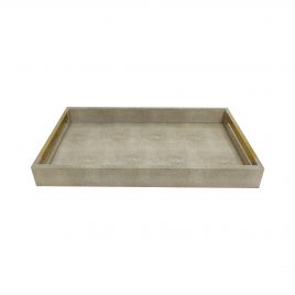 Leather Tray Cream Texture (S) – ถาดหนังสีเทาอ่อนทรงสี่เหลี่ยมผืนผ้า