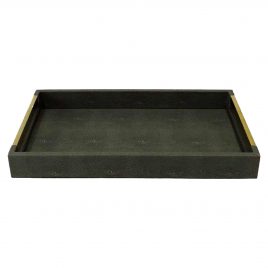 Leather Tray Dark Grey Texture (M) – ถาดหนังสีเทาเข้มทรงสี่เหลี่ยมผืนผ้า