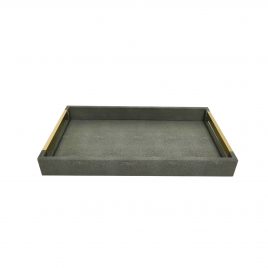 Leather Tray Dark Grey Texture (S) – ถาดหนังสีเทาเข้มทรงสี่เหลี่ยมผืนผ้า