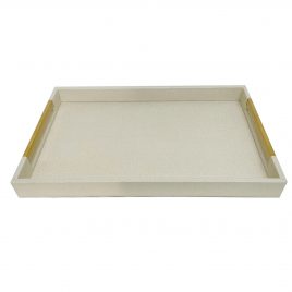 Leather Tray Cream Texture – ถาดหนังสีครีมทรงสี่เหลี่ยมผืนผ้า