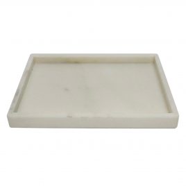 Rectangle Marble Tray White (M) – ถาดหนังสีครีมทรงสี่เหลี่ยมผืนผ้า