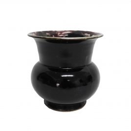 Black Ink Glazed Handcrafted Ceramic Vase – แจกันเซรามิกสีดำ