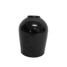 Black Ink Glazed Handcrafted Ceramic Vase – แจกันเซรามิกสีดำ