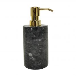 Round Marble Dispenser with Gold Pump (Grey) – ขวดหินอ่อนสีเทาพร้อมหัวปั๊ม
