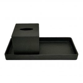 Botanica Black Tissue Box and Tray Set – เซตกล่องทิชชู่พร้อมถาดสีดำ