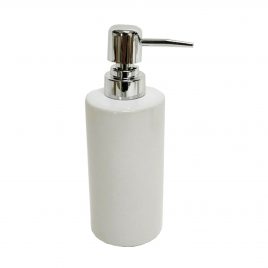Ceramic Dispenser Glossy White with Silver Pump – ขวดเซรามิกสีขาวเนื้อกลอสพร้อมหัวปั๊ม