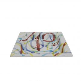 Color Swirl Pattern Ceramic Rectangular Tray – ถาดเซรามิกลายเพ้นท์พู่กัน