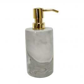 Round Marble Dispenser with Gold Pump (White) – ขวดหินอ่อนสีขาวพร้อมหัวปั๊ม