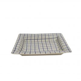 Grid Pattern Ceramic Rectangular Tray – ถาดเซรามิกลายตาราง