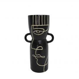 Midi Handcrafted Ceramic Vase – แจกันเซรามิกสีดำ