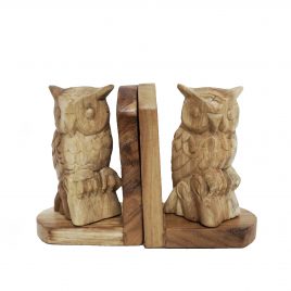 Wooden Owl Bookend (Set) – ที่ตั้งหนังสือนกฮูกไม้แกะสลัก