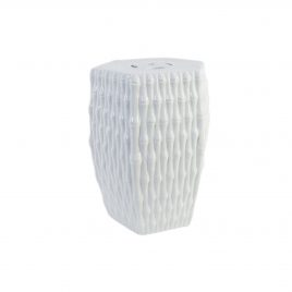 Bamboo Knit White Garden Stool – เก้าอี้สตูลไม้ไผ่สีขาว