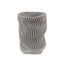 Crisp Taupe Ridged Vase (L) – แจกันดีไซน์ลูกฟูก