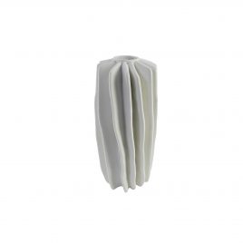 Crisp White Ridged Vase (S) – แจกันลูกฟูก