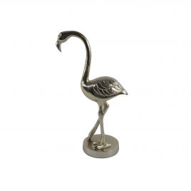 Flamingo Decorative w/ Base (L) – รูปปั้นฟลามิงโก้สีเงินพร้อมฐาน