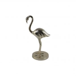 Flamingo Decorative w/ Base (S) – รูปปั้นฟลามิงโก้สีเงินพร้อมฐาน