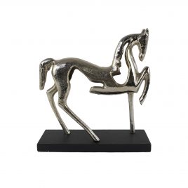 Horse Sculpture w/ Base (L) – รูปปั้นม้าสีเงินพร้อมฐาน