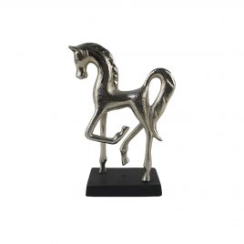 Horse Sculpture w/ Base (S) – รูปปั้นม้าสีเงินพร้อมฐาน