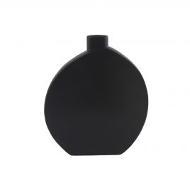 Matte Black Ink Round Flat Vase (L) – แจกันตกแต่งบ้าน