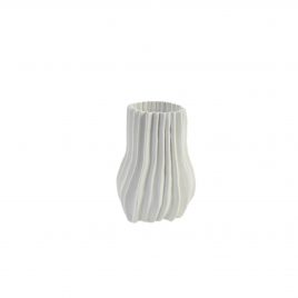 Nordic Ribbed White Vase (S) – แจกันลูกฟูก