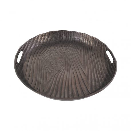 Textured Smoke Black Round Serving Tray (L)