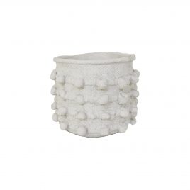 White Bubble Dot Planter (M) – กระถางทรงไหมพรม