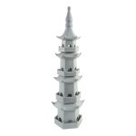 C&C Home White Ceramic Pagoda รูปปั้นเจดีย์จีนแต่งบ้าน